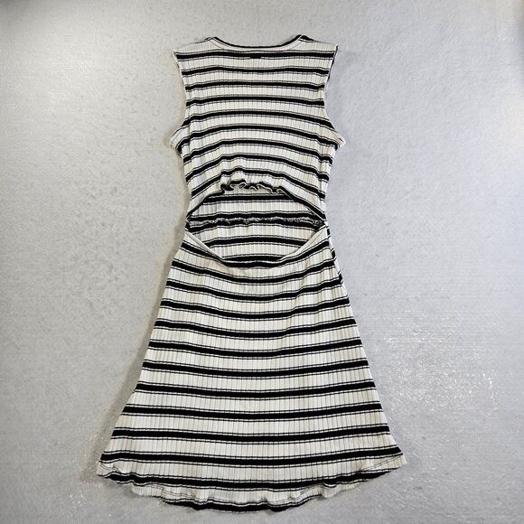 Volcom Mini Dress Womens M Black White Stone Stripe Open Back Stretch Summer - Picture 2 of 16